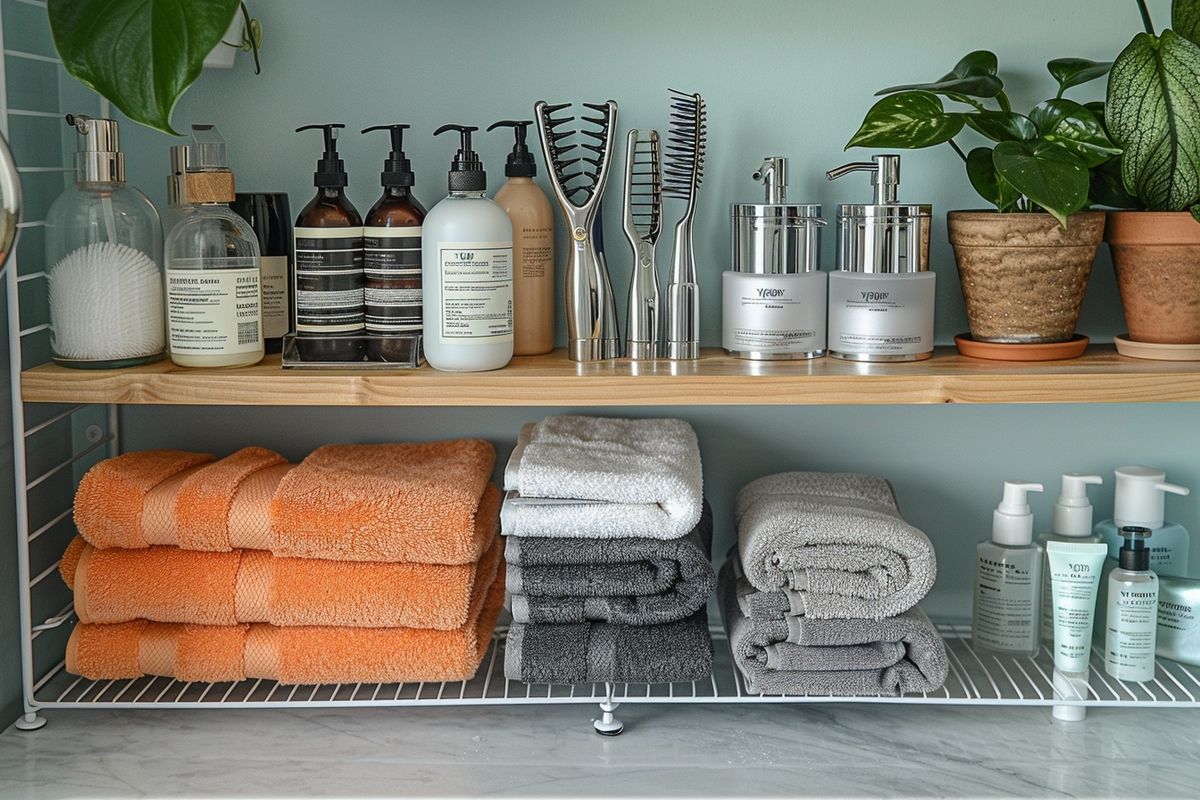 Gagnez de la place et du style dans votre salle de bain avec un rangement fait-maison pour vos outils de coiffure